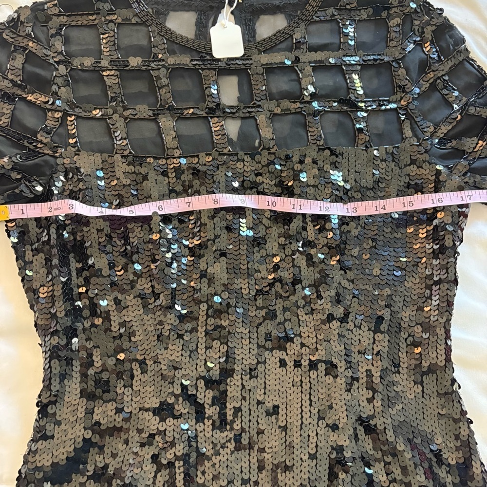 Vintage Elegant Black Sequin Mini Dress - Picture 12 of 15